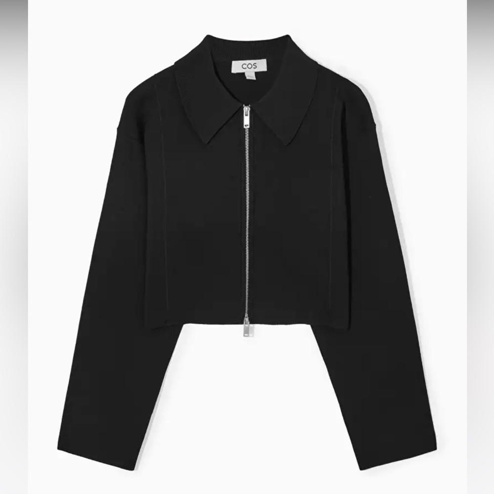 COS Black Cropped Zip-Front Jacket